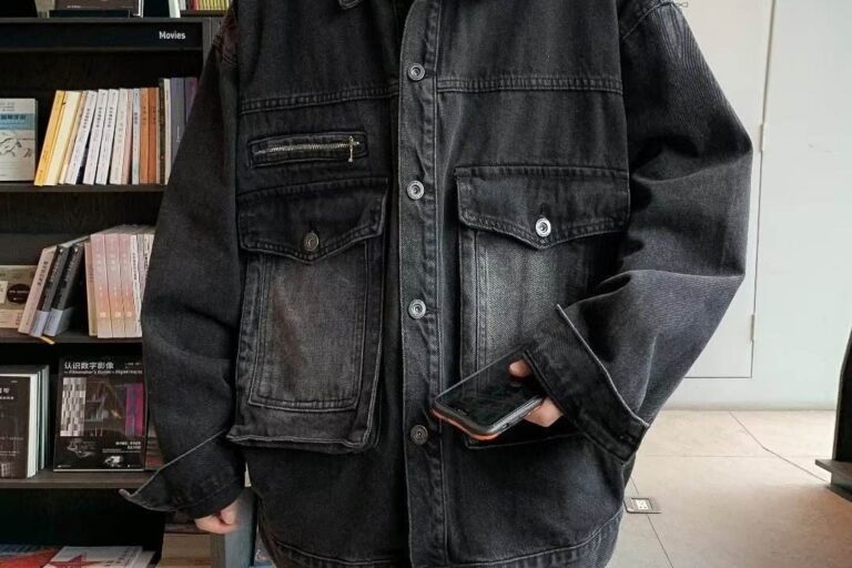 Loose men’s jean jacket 3D pocket spring autumn manufacturer