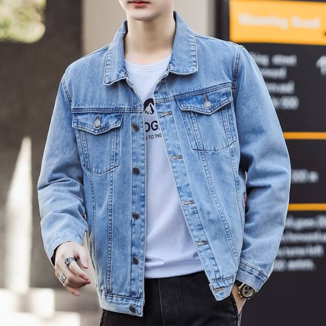 Autumn casual men’s jean jacket denim factory