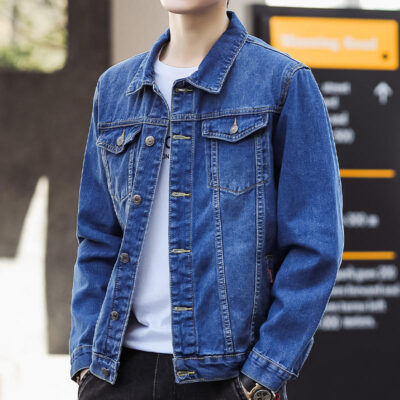 Autumn casual men’s jean jacket denim factory