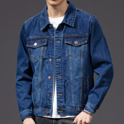 Autumn casual men’s jean jacket denim factory