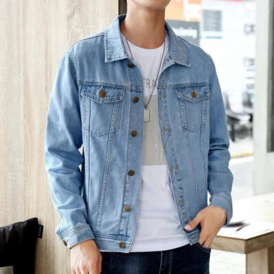Autumn casual men’s jean jacket denim factory