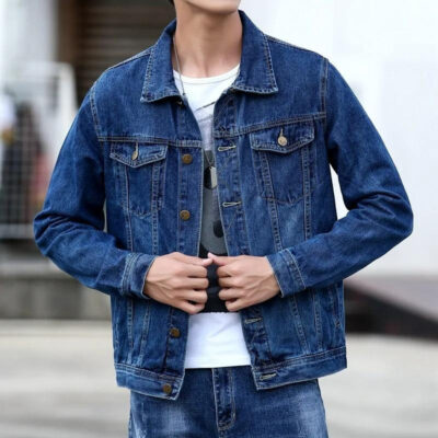 Autumn casual men’s jean jacket denim factory