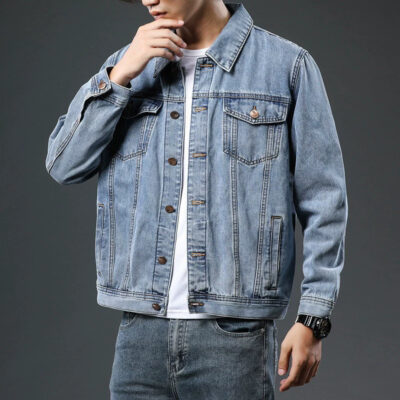 Autumn casual men’s jean jacket denim factory