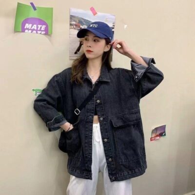 Vintage casual loose women’s jean jacket autumn supplier