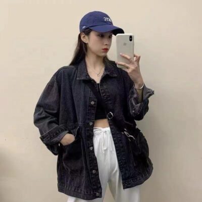 Vintage casual loose women’s jean jacket autumn supplier