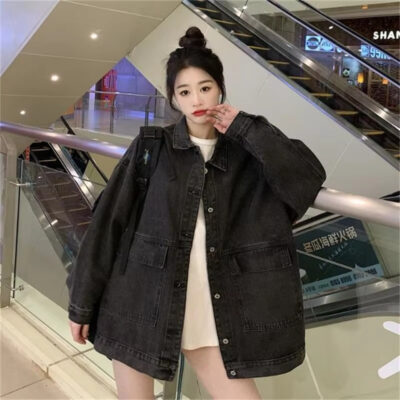 Vintage casual loose women’s jean jacket autumn supplier