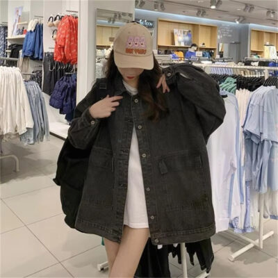 Vintage casual loose women’s jean jacket autumn supplier