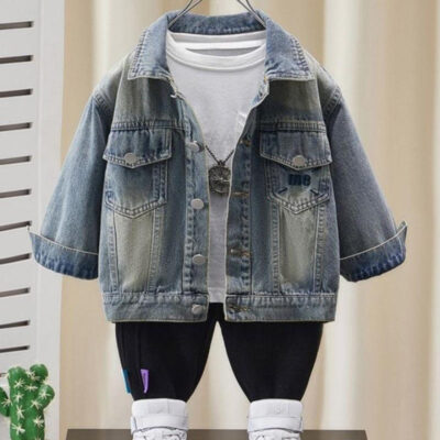 Boys spring autumn kids jean jacket denim supplier