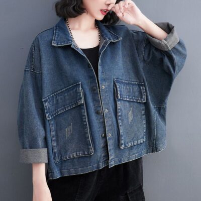 Autumn loose women’s jean jacket stylish denim bulk buyers