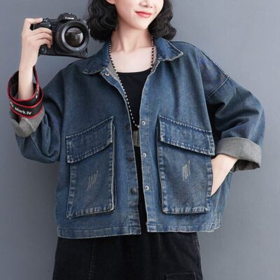 Autumn loose women’s jean jacket stylish denim bulk buyers