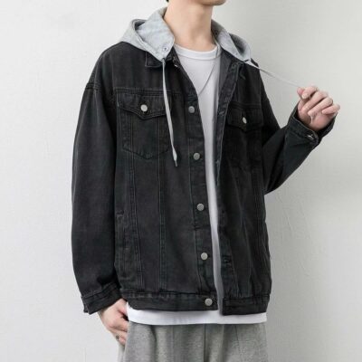 Casual hooded men’s jean jacket bulk supply