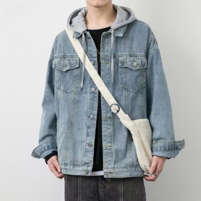 Casual hooded men’s jean jacket bulk supply