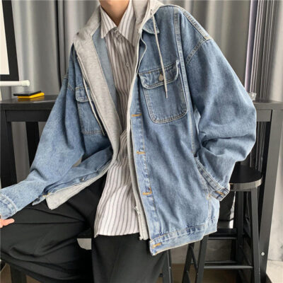 Casual hooded men’s jean jacket bulk supply