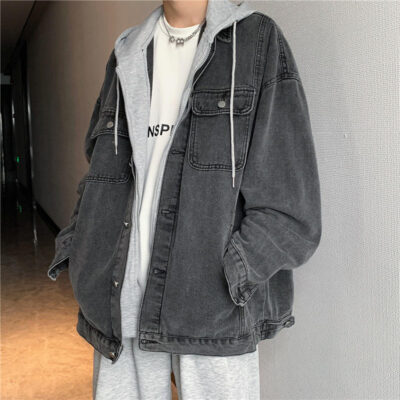 Casual hooded men’s jean jacket bulk supply