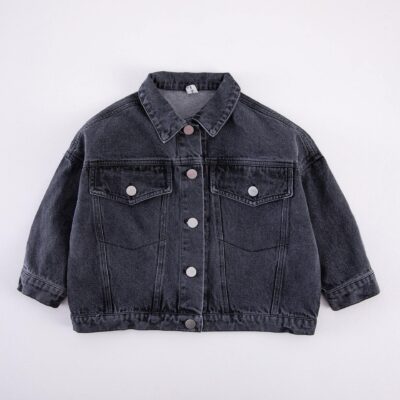 Loose long-sleeve kids jean jacket bulk supply