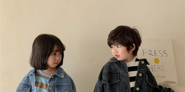 Loose long-sleeve kids jean jacket bulk supply