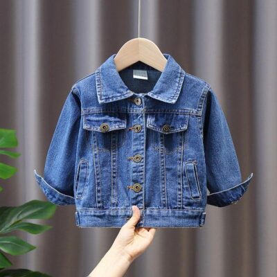 Loose fit kids jean jacket casual denim outerwear