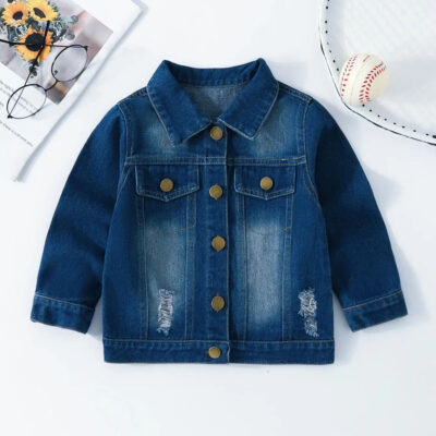 Loose fit kids jean jacket casual denim outerwear