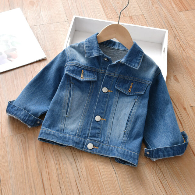 Loose fit kids jean jacket casual denim outerwear