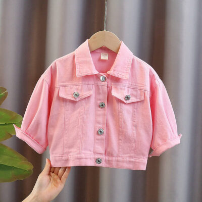 Fashion girls spring autumn custom kids jean jacket
