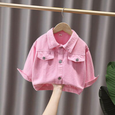 Fashion girls spring autumn custom kids jean jacket