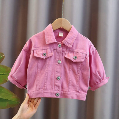 Fashion girls spring autumn custom kids jean jacket
