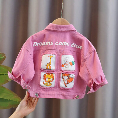 Fashion girls spring autumn custom kids jean jacket