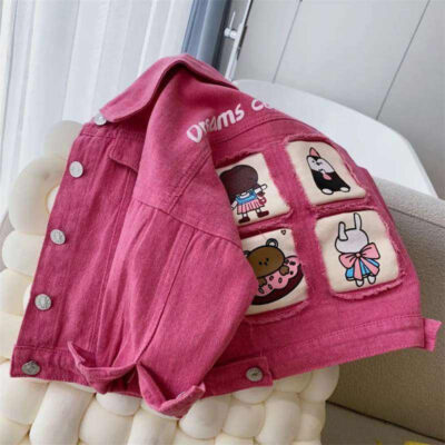 Fashion girls spring autumn custom kids jean jacket