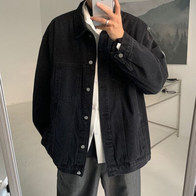 Sunny casual loose men’s jean jacket with custom design