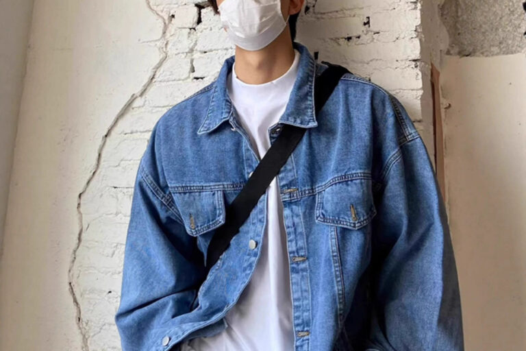 Sunny casual loose men’s jean jacket with custom design