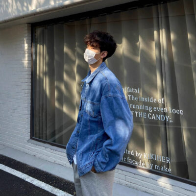 Sunny casual loose men’s jean jacket with custom design