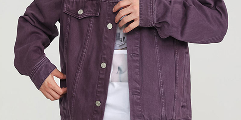 Solid color stylish men’s jean jacket with custom options