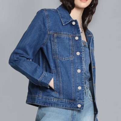 High-quality solid color women’s jean jacket custom denim