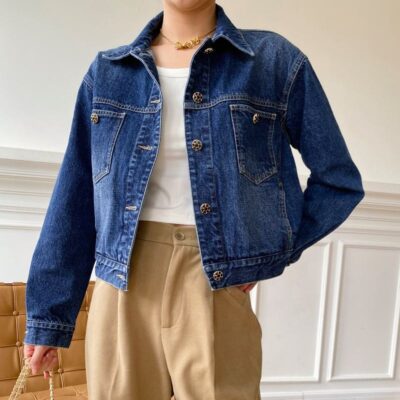 High-quality solid color women’s jean jacket custom denim