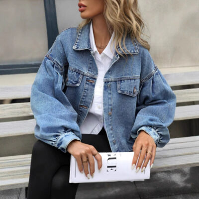 Vintage short women’s jean jacket retro denim custom