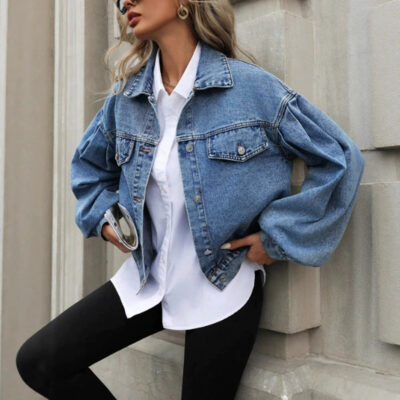 Vintage short women’s jean jacket retro denim custom