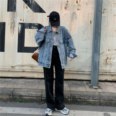 Loose casual student women’s jean jacket factory supply