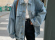 Loose casual student women’s jean jacket factory supply