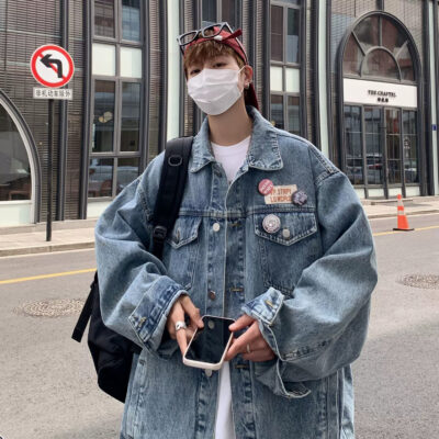 Loose autumn teen men’s jean jacket denim factory