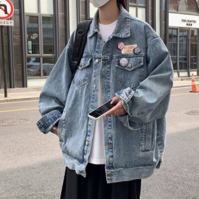 Loose autumn teen men’s jean jacket denim factory