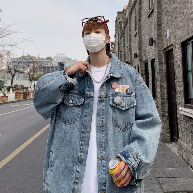 Loose autumn teen men’s jean jacket denim factory
