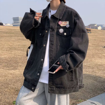 Loose autumn teen men’s jean jacket denim factory