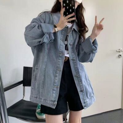 Loose fit women’s jean jacket spring autumn denim factory