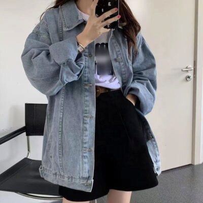 Loose fit women’s jean jacket spring autumn denim factory