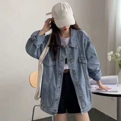 Loose fit women’s jean jacket spring autumn denim factory