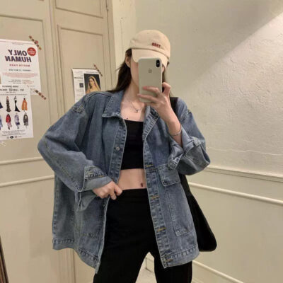 Loose fit women’s jean jacket spring autumn denim factory