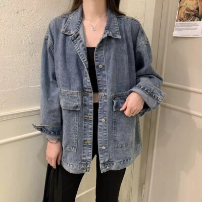 Loose fit women’s jean jacket spring autumn denim factory