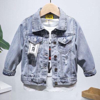 Trendy spring kids jean jacket for wholesale supply
