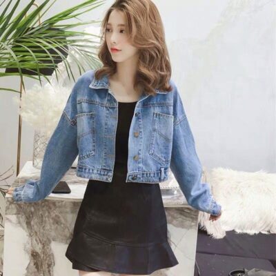 Loose short women’s jean jacket cropped design manufacturer