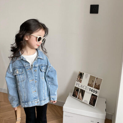 Vintage fashion kids jean jacket for girls manufacturer